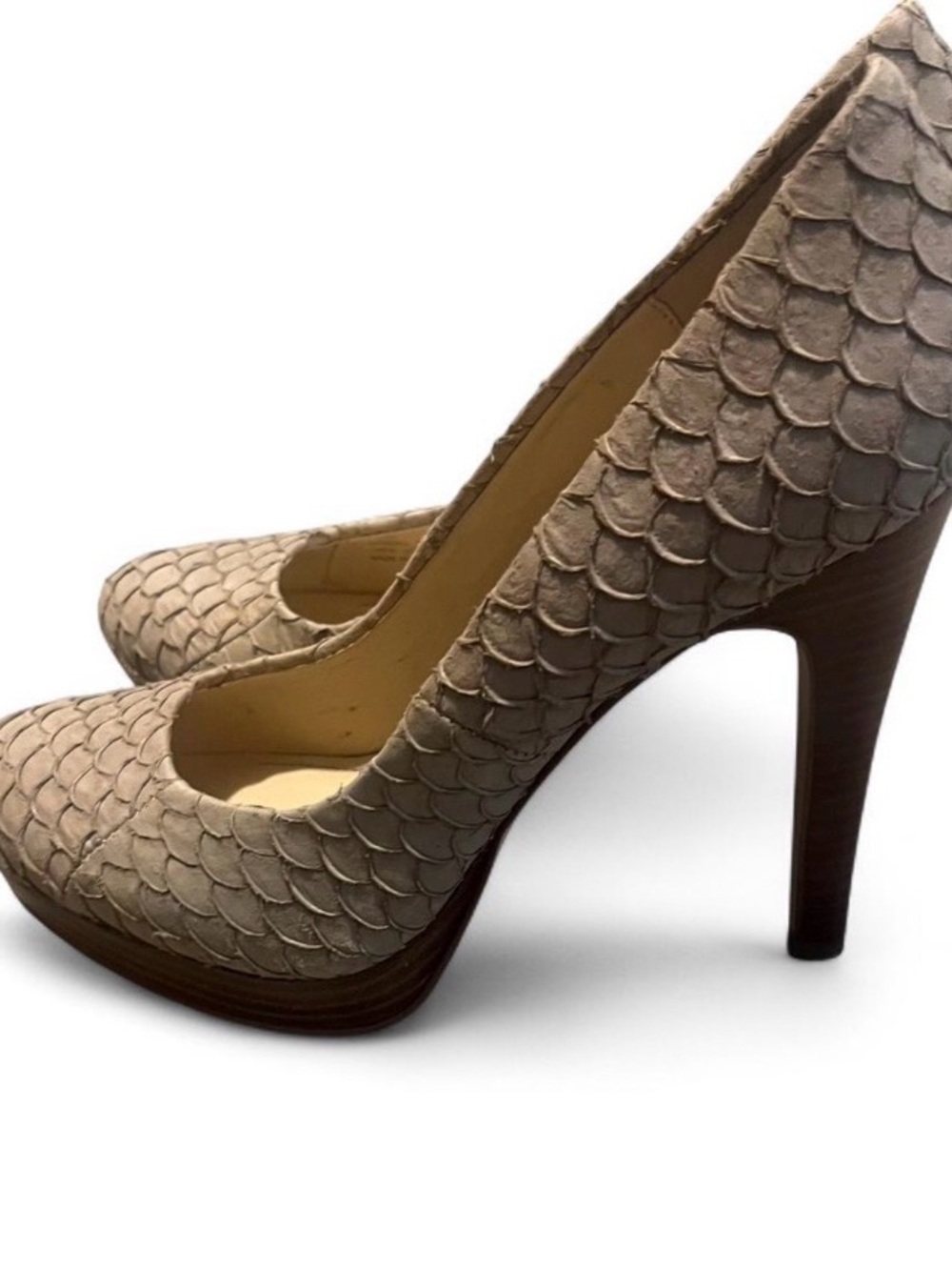 Calvin Klein Taupe Scaled Leather‎ Platform Pump